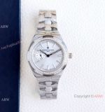 Swiss Grade 1 Vacheron Constantin Women's Overseas Watch Silver Dial Diamond Bezel 36mm